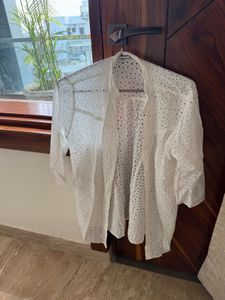 White Lace Open Front Top