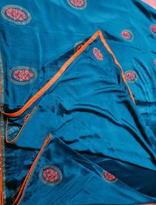 Partywear Blue Crepe Embellished Embroidered Saree
