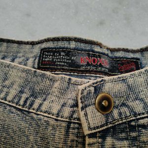 Washed effect Blue And Cream Denim Jeans