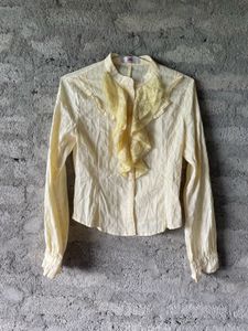 Vintage Victorian Style Ruffle Blouse- Lace Detail
