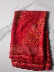 Red Floral Print Dupatta