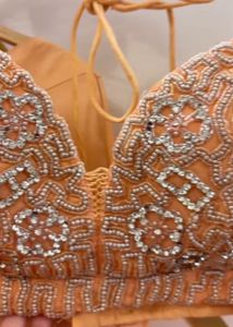 peach luxe lehenga