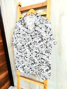 White Printed Cotton Shirt Size-42-44
