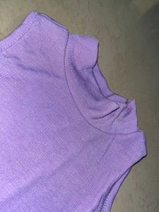 Purple Sleeveless Mock Neck Dress
