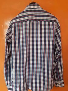 allen solly 39 pure cotton blue check formal shirt
