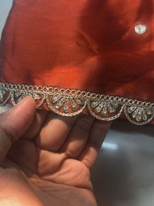 Elegant Red Saree with golden blouse