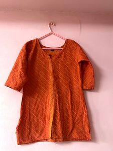 Orange Embroidered Tunic Top