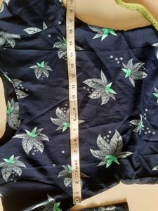 Navy Blue  Flower  Printed  Crepe Kurti