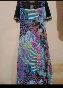 Abstract Print Top with Lace Detail