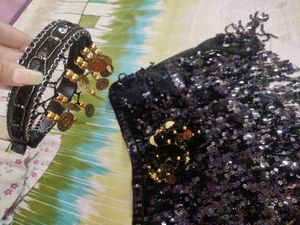 Belly Dancing Skirt with Hand Cuff &amp; Head Accesori
