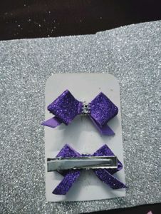 Sparkly Purple Hair Bows - Set of 3