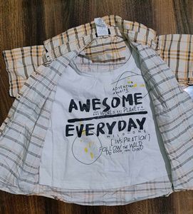 Boy&#39;s Plaid Shirt with Tee