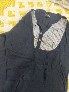 Black Embroidered Tunic Top