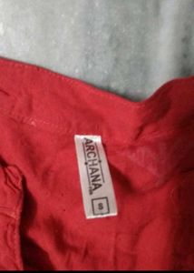Red Kurta Black Cargo Style Pent