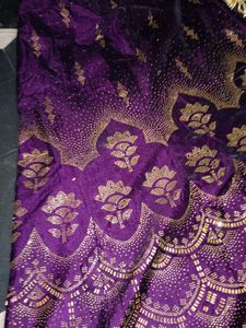 Purple Velvet Embroidered Skirt