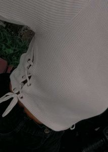 Cropped Tie-Up Long Sleeve Top