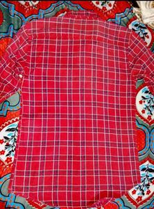 Red Plaid Button-Down Shirt Medium