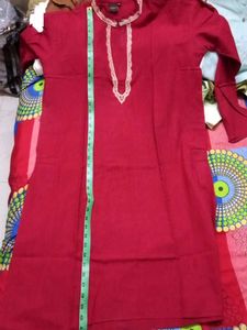 Elegant Rhythm Maroon Kurta No Buttons