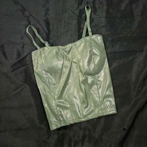 Green  Leather Corset Top