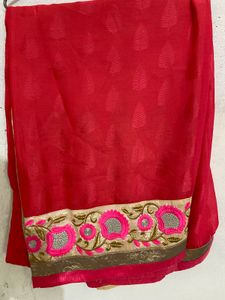 Pink Floral Embroidery Saaree