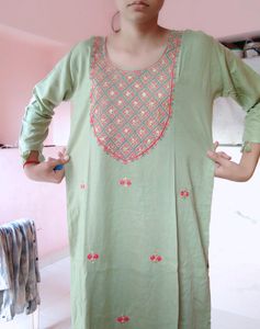 Light Embroidery Work Pista Kurti