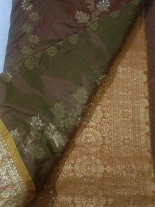 New Silk Saree Mix Zari With Maggam Work Blouse Pi
