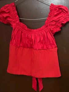 Red Off-Shoulder Corset Top