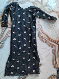 Black And Golden  Net Kurta