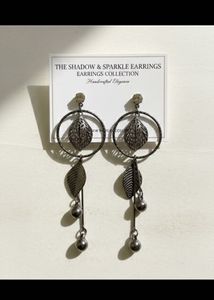 Oxidised Leaf Dangle Earrings