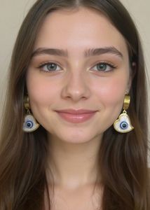 Anti Tarnish Golden Evil Eye Earrings