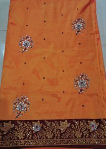 Elegant Orange and maroon  Embroidered Saree