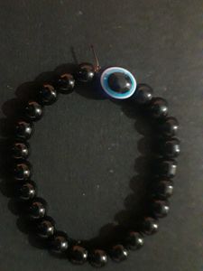 Black Beaded Evil Eye Bracelet