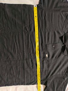 Size 40/42 Black Collar Rib Half Sleeve T- Shirt