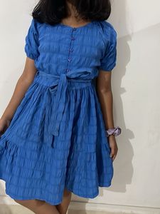 Blue Tiered Mini Dress
