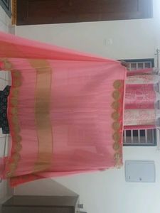 Pink &amp; Gold Embellished Saree