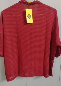 Marroon Boxy Shirt - Women Size 42 Inch (xxl)