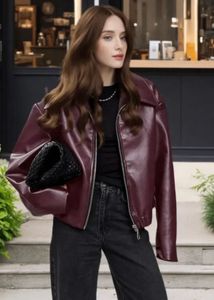 Burgundy Faux Leather Jacket