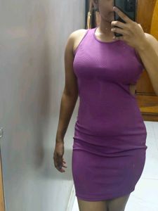LAVENDER MINI BODYCON DRESS WITH CUTOUTS