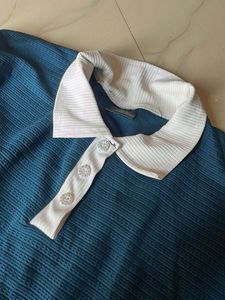 Stylish Blue Polo Top