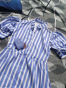 Striped Long Flaired Dress