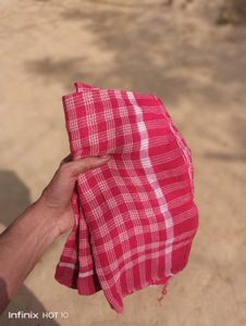 Red Checked Handloom Cotton Gamcha or Towel
