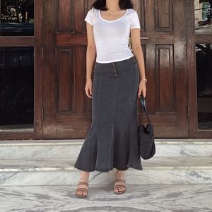 Korean Charcoal Denim Mermaid Pinterest Skirt