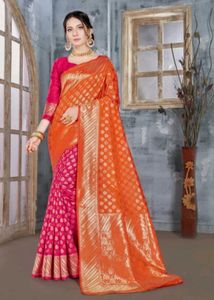 Elegant Orange & Pink Saree