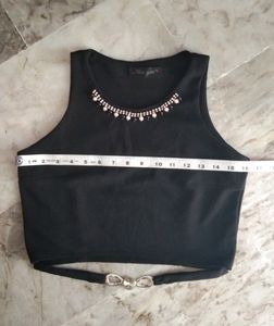 New Fancy Party Wear Black Crop Top