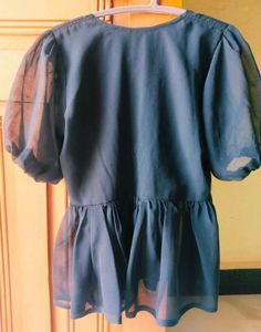 Elegant Sheer Sleeve Peplum Top