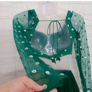 Green Full Sleeve Lehnga Choli