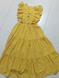 Yellow Ruffled Tiered Dress
