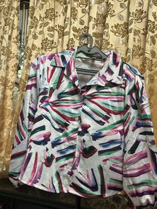 Colorful Brushstroke Button-Down Top