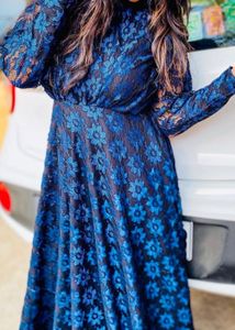 Elegant Blue Lace Gown