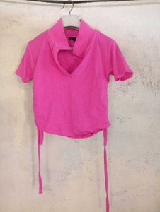 Pink crop top with strings